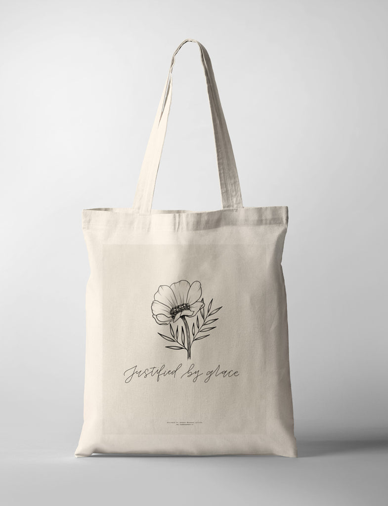 cotton tote with modern line illustration justified by Grace 