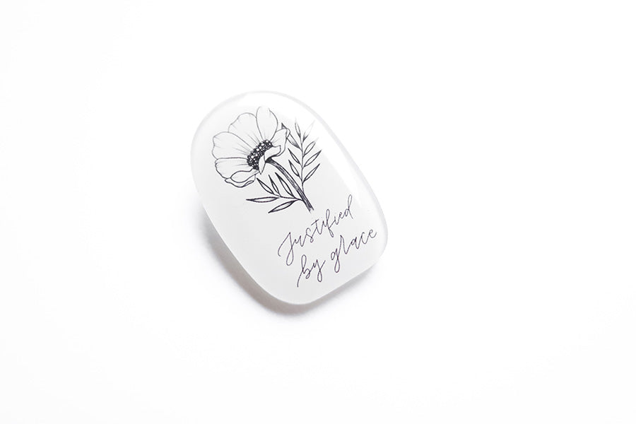 Justified By Grace {Acrylic Pins} - Accessories by Hannah Letters, The Commandment Co , Singapore Christian gifts shop