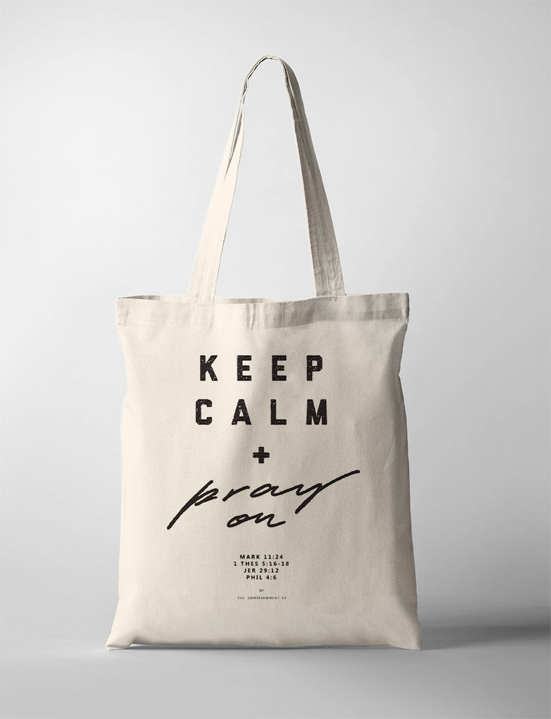 tote bag with design Keep calm and pray on by The Commandment Co