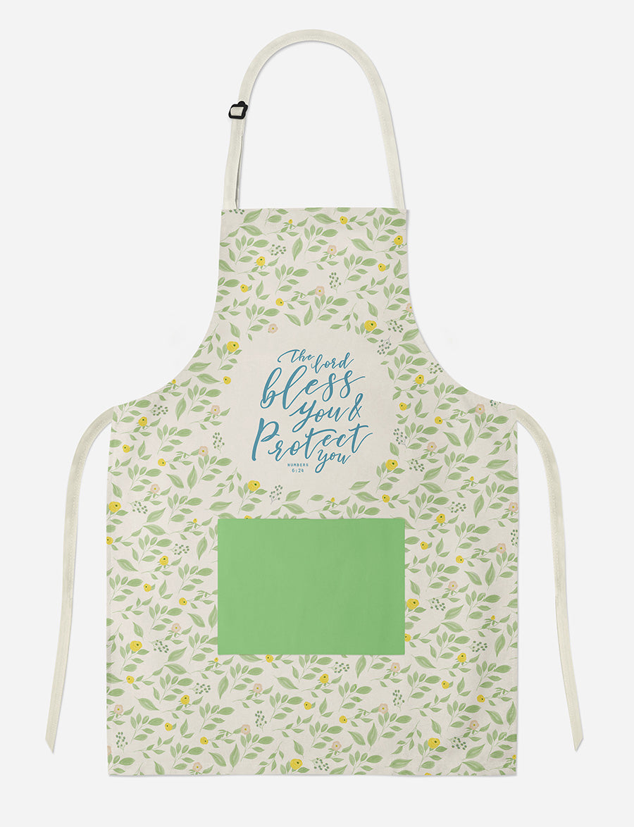 Front view of The Lord Bless You and Protect You Christian apron.