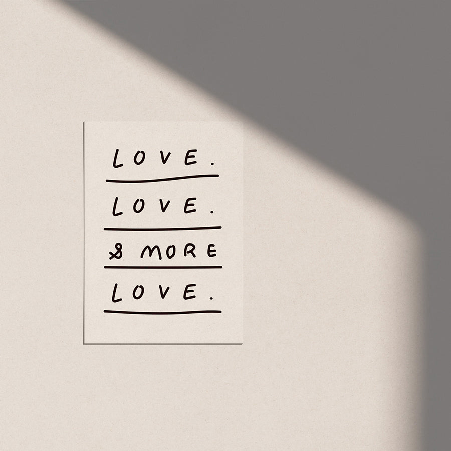 Simple and nice Love love more love postcard design 