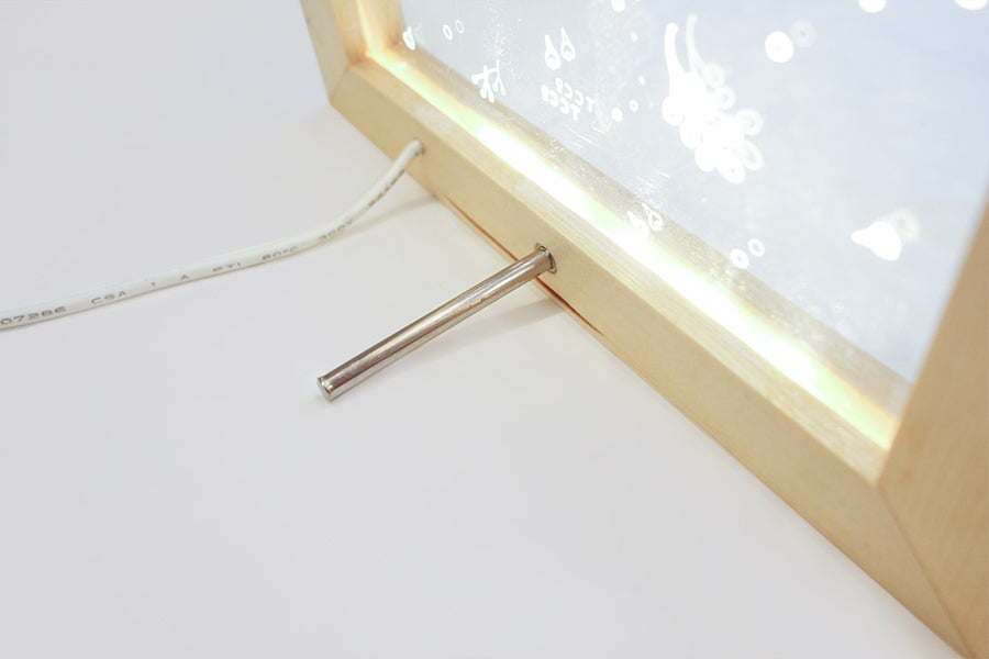 Night light with metal rod back stand