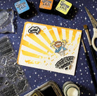 DIY Golden cards made by stamping