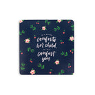 As a mother comforts her child, so I will comfort you. Dark blue background pink floral green fern cherry prints 