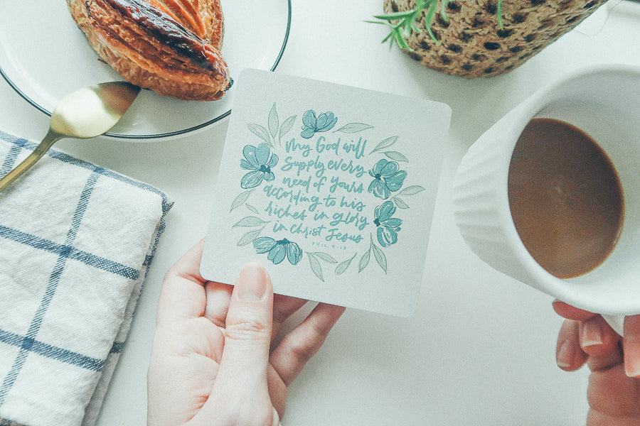 My God Will Supply Every Need Of Yours {Coasters} - coasters by Hannah Letters, The Commandment Co , Singapore Christian gifts shop
