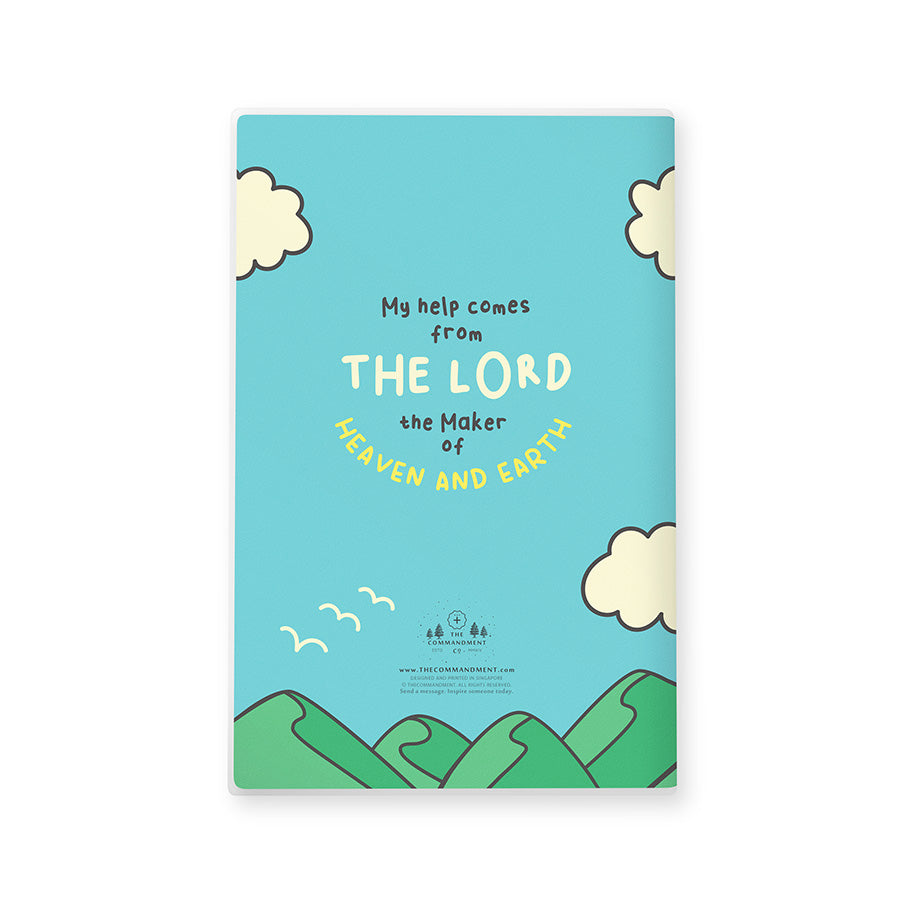 My Help Comes From The Lord A5 lined Christian notebook product view.