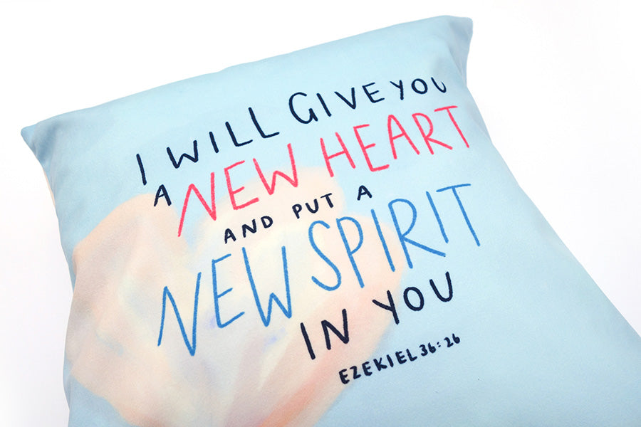 New Heart New Spirit {Cushion Cover} - Cushion Covers by The Commandment Co, The Commandment Co , Singapore Christian gifts shop