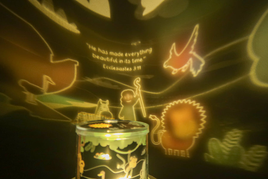 Noah's Ark wildlife projection from the Light of the World night light projector