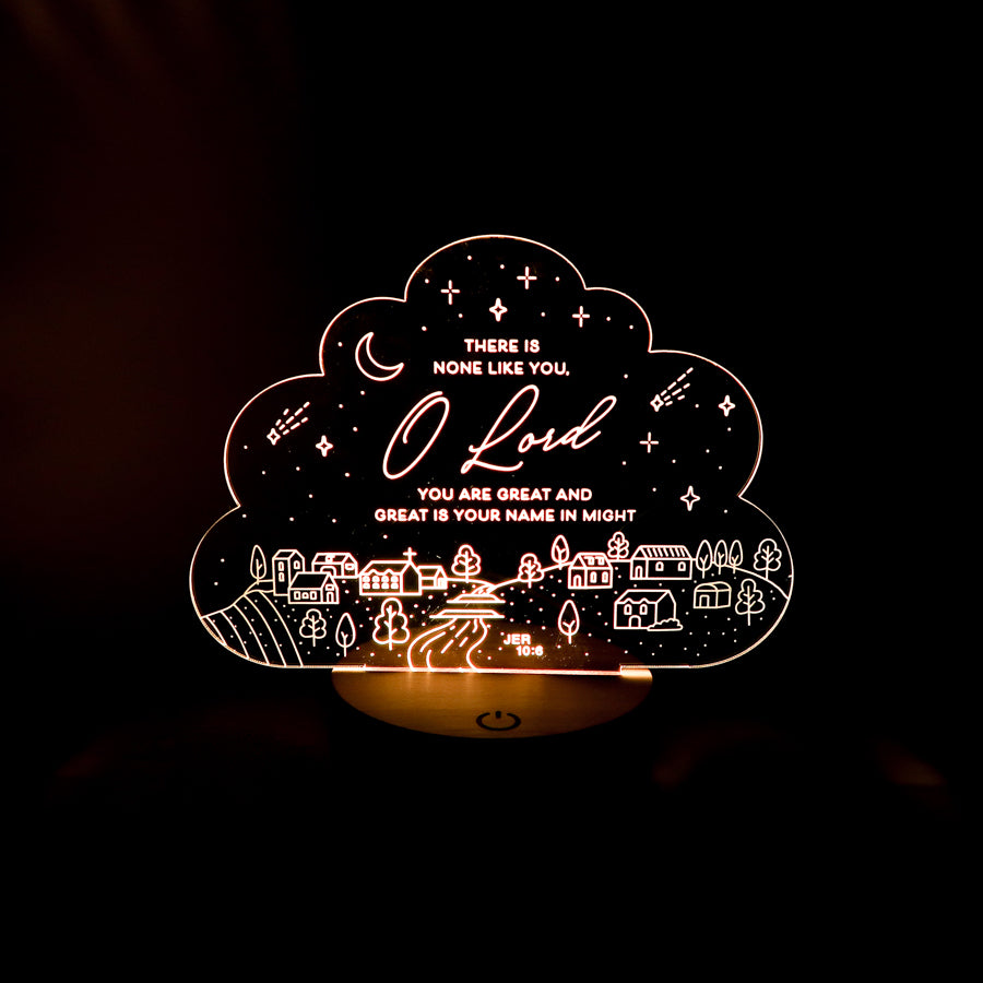 O Lord You Are Great cloud-shaped Christian night light product view.