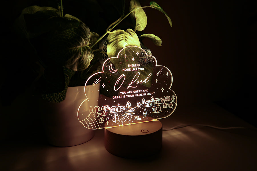 O Lord You Are Great Christian LED night light shown with faith-inspired design.