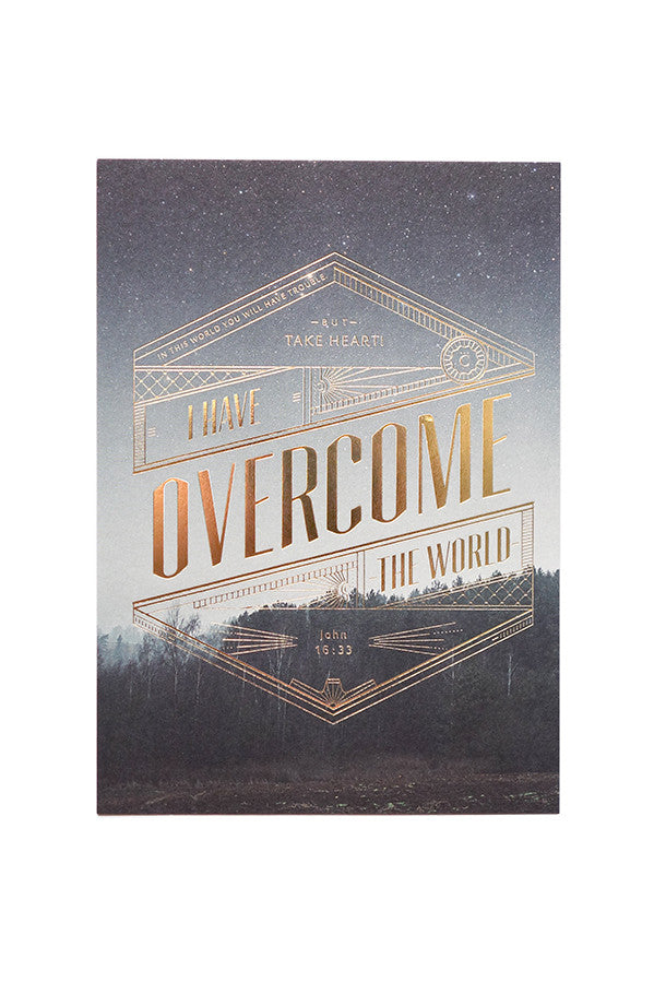 Take heart for I have overcomed the world | Encouragement greeting card featuring bible verses