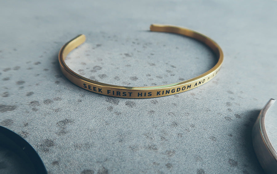 Verse band engraved with Seek first His kingdom and His righteousness