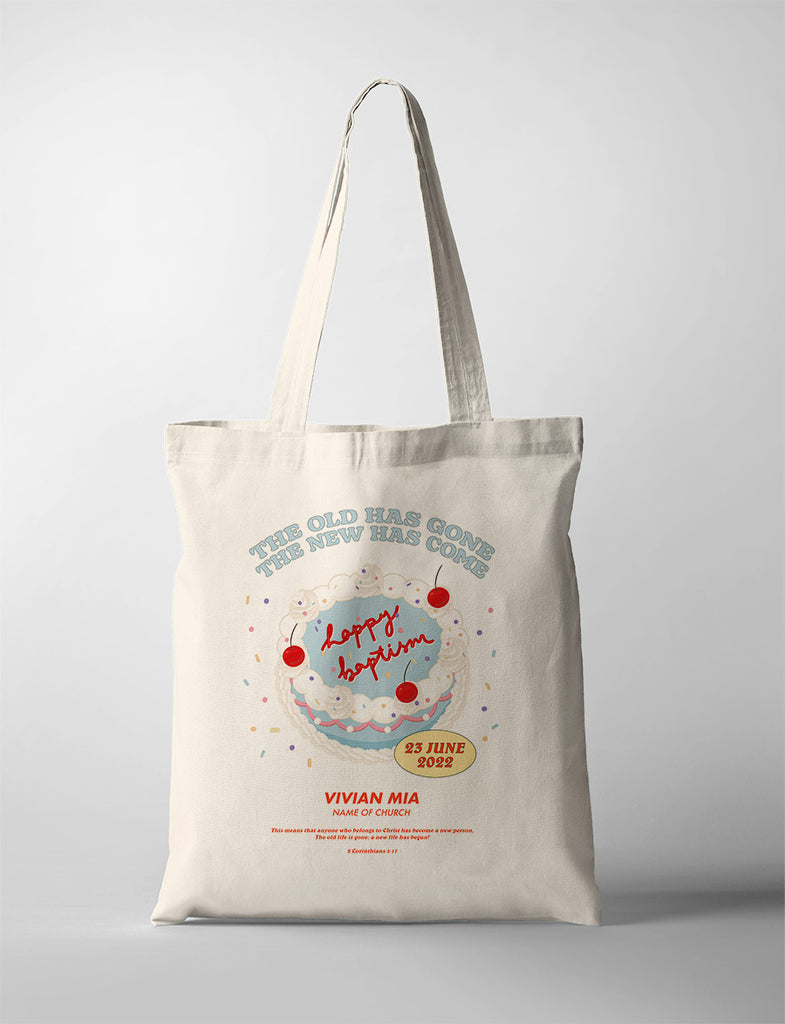 The New Has Come Baptism Tote Bag {Customisable} - tote bag by The Commandment Co, The Commandment Co , Singapore Christian gifts shop