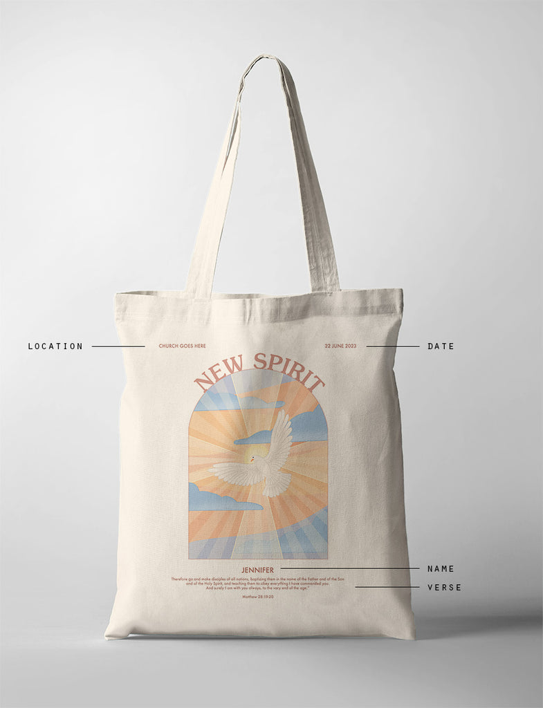 New Creation New Life New Spirit Baptism Tote Bag {Customisable} - tote bag by The Commandment Co, The Commandment Co , Singapore Christian gifts shop