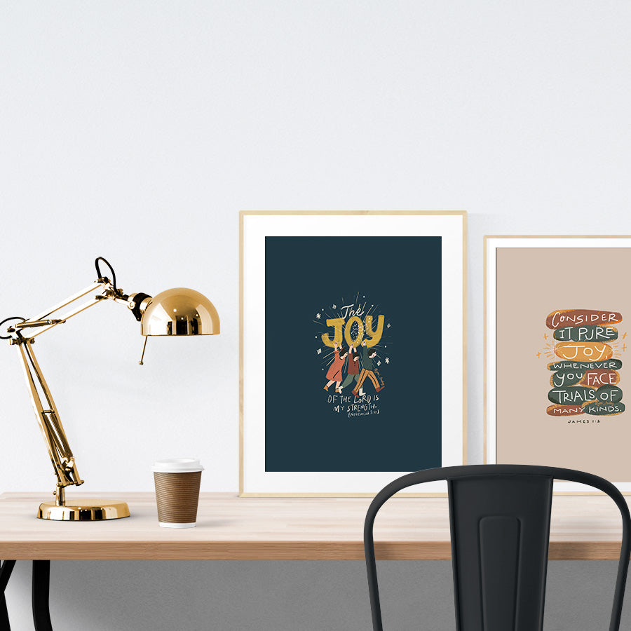 Modern christianity poster design Joy Strength by YMI