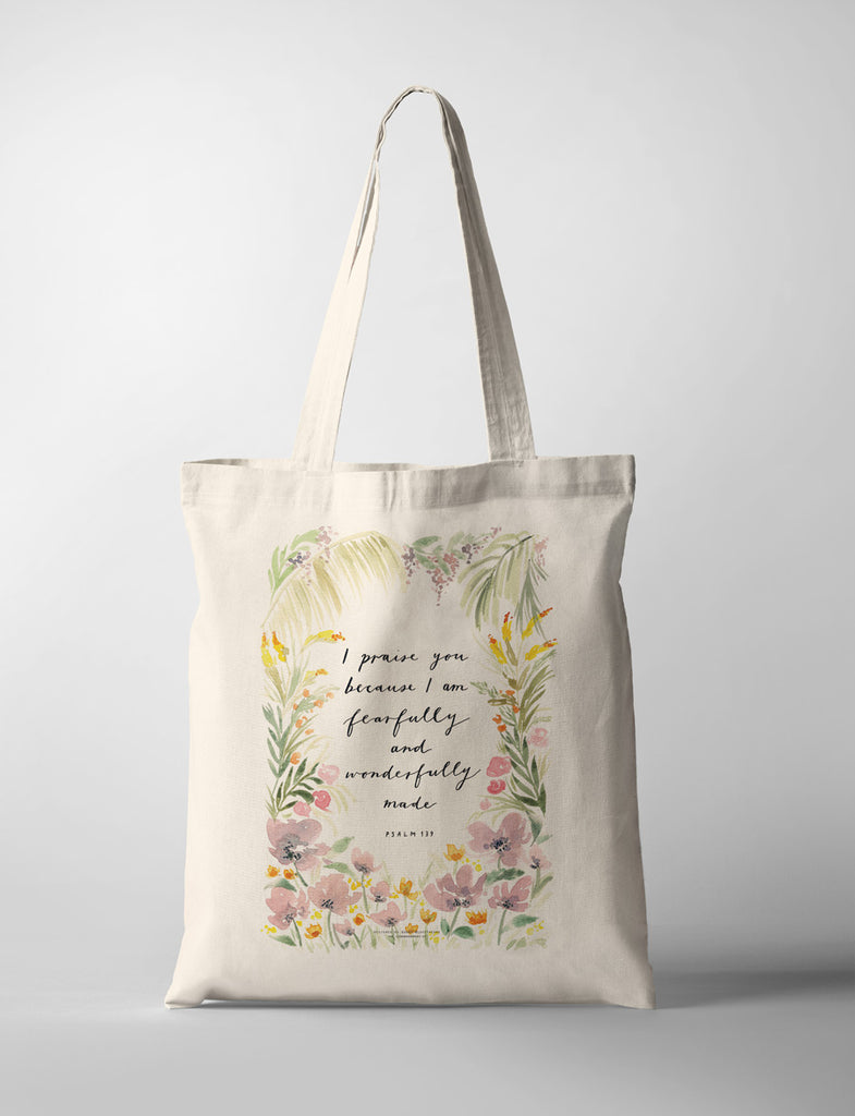 Fearfully and Wonderfully Made daily tote bag outfit design by Bonny