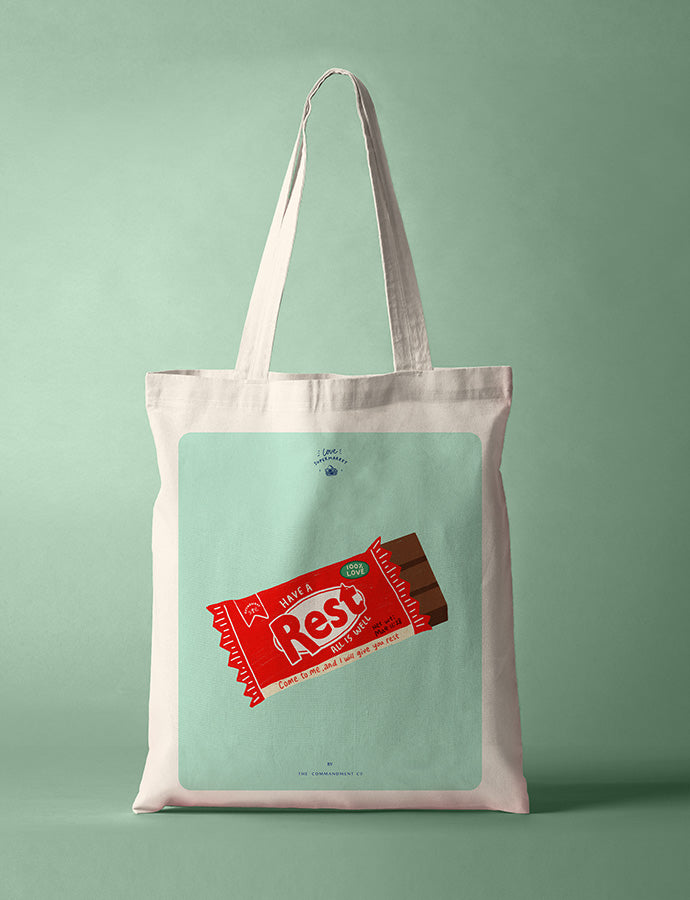 Rest Chocolate Bar {Tote Bag} - tote bag by The Commandment, The Commandment Co , Singapore Christian gifts shop