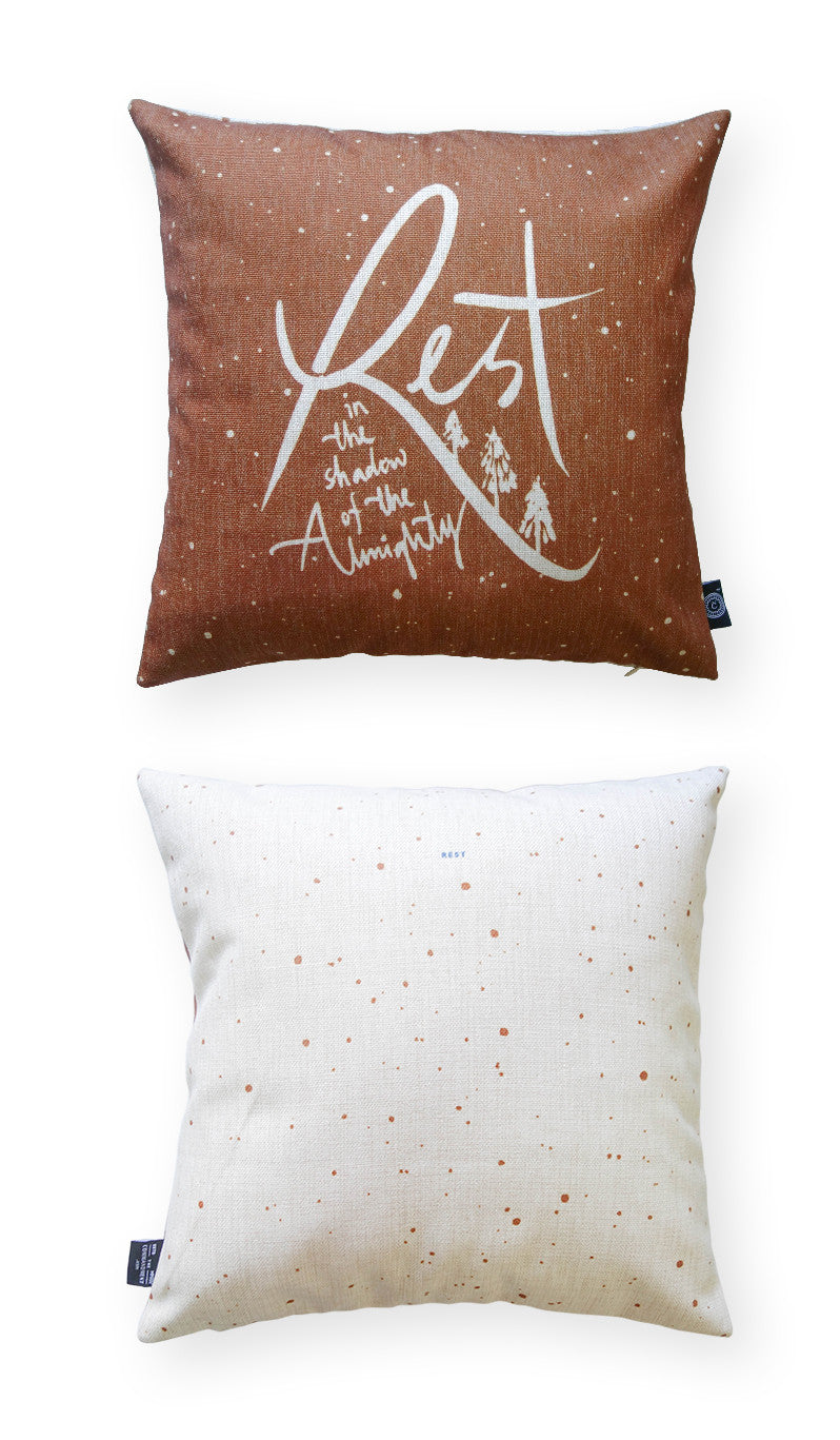 Rest Christian cushion cover front and back view