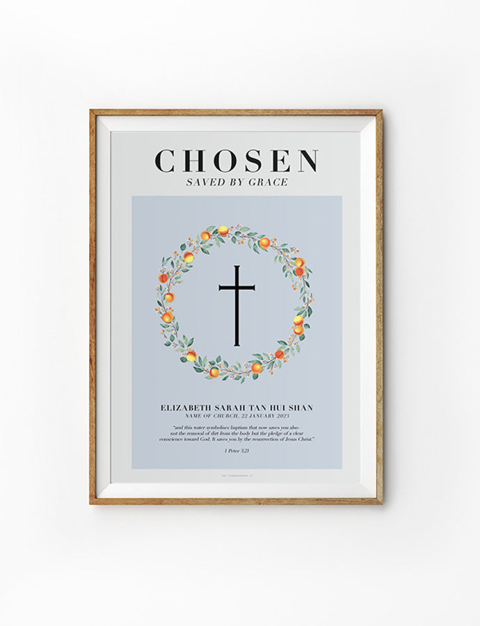 Chosen. Loved. Faith. Baptism Poster {Customisable} - Posters by The Commandment Co, The Commandment Co , Singapore Christian gifts shop