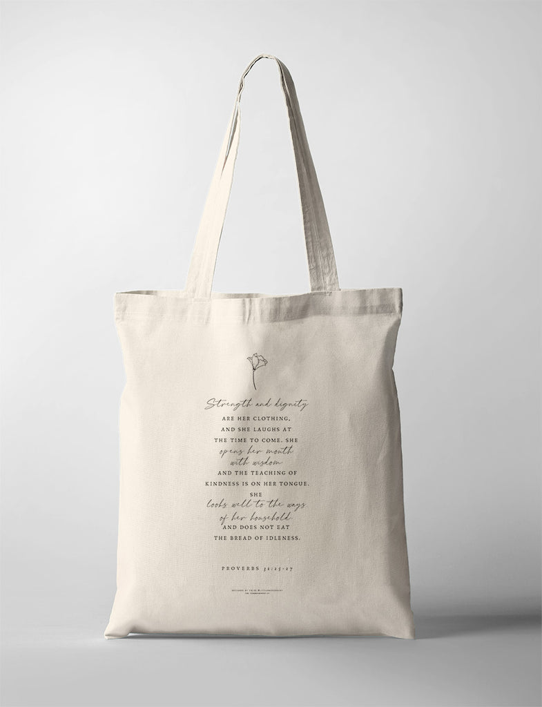 Strength and Dignity {Tote Bag} - tote bag by Little Moses Print, The Commandment Co , Singapore Christian gifts shop
