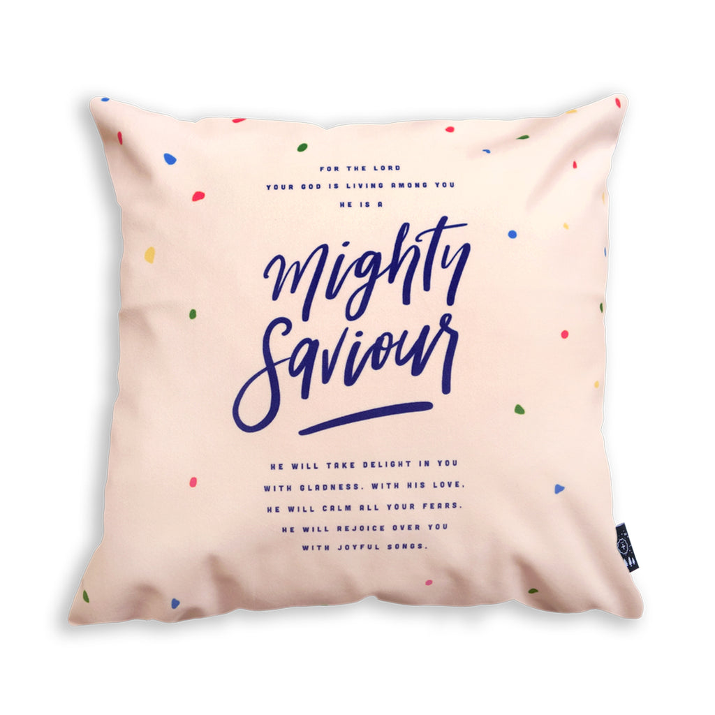 He Is A Mighty Saviour {Cushion Cover} - Cushion Covers by The Commandment Co, The Commandment Co , Singapore Christian gifts shop