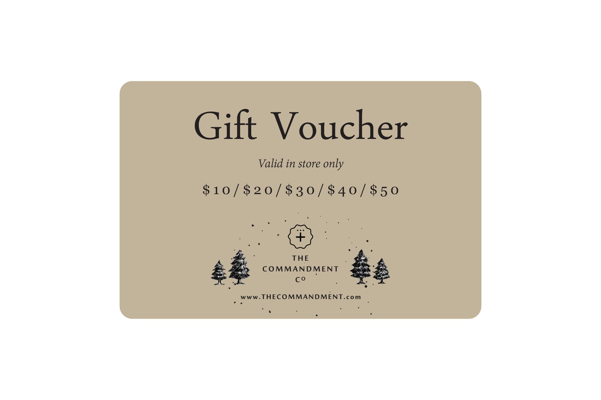 The Commandment Co physical Christian gift voucher.