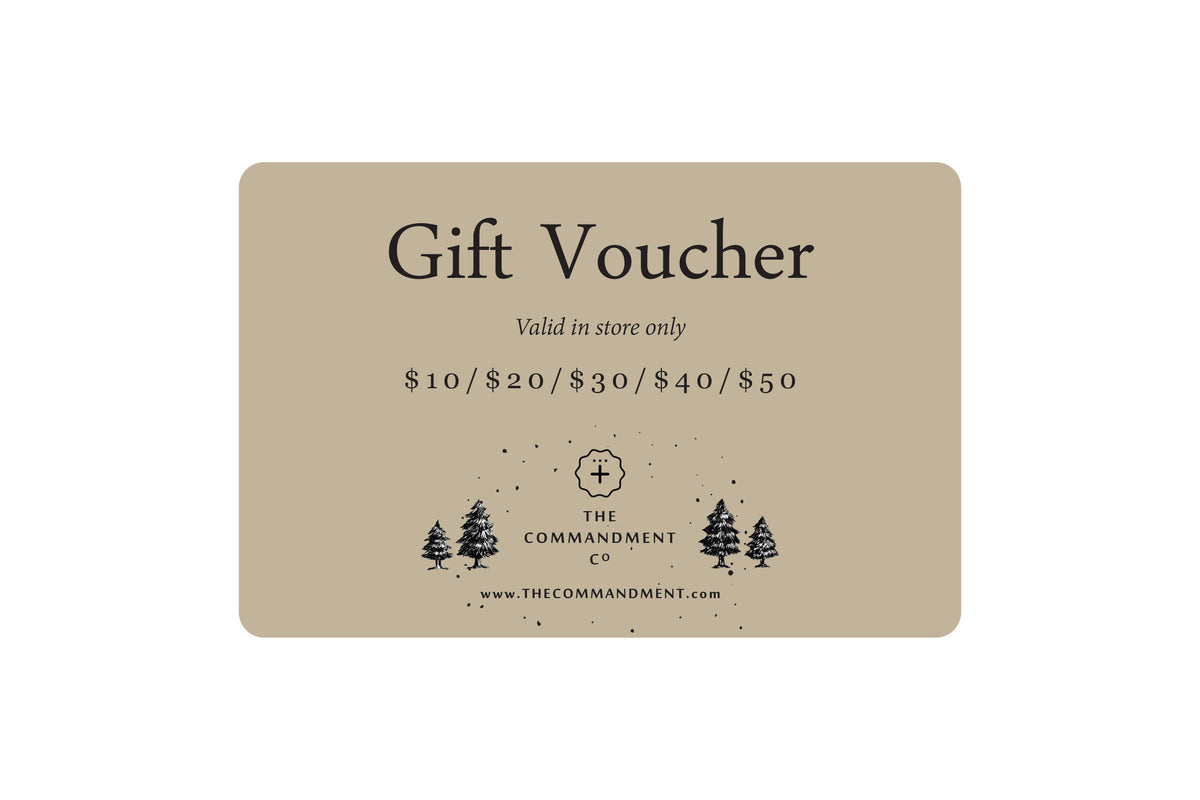 The Commandment Co physical Christian gift voucher.