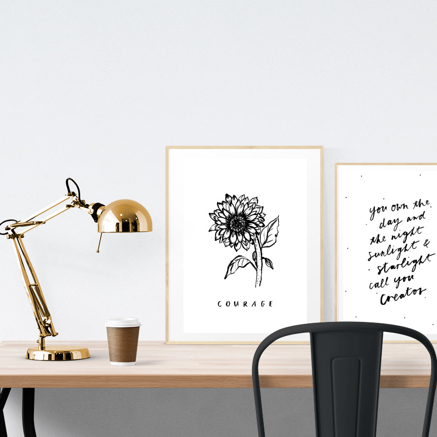 Courage (Floral) {Poster} - Posters by Love The Ark, The Commandment Co