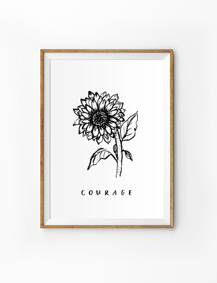 Courage (Floral) {Poster} - Posters by Love The Ark, The Commandment Co