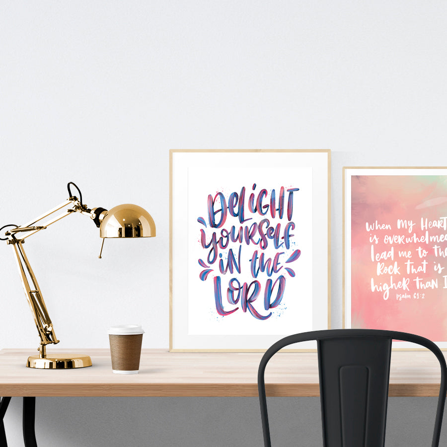 Delight Yourself In The Lord {Poster} - Posters by Lettering Hope, The Commandment Co