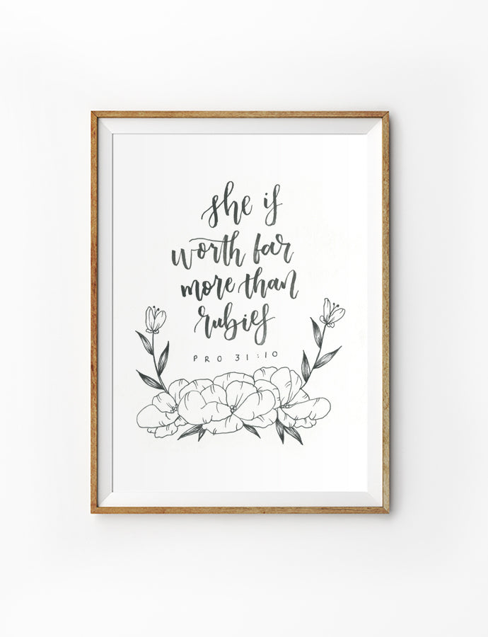 Worth Far More Than Rubies {Poster} - Posters by Hands and Pens, The Commandment Co , Singapore Christian gifts shop