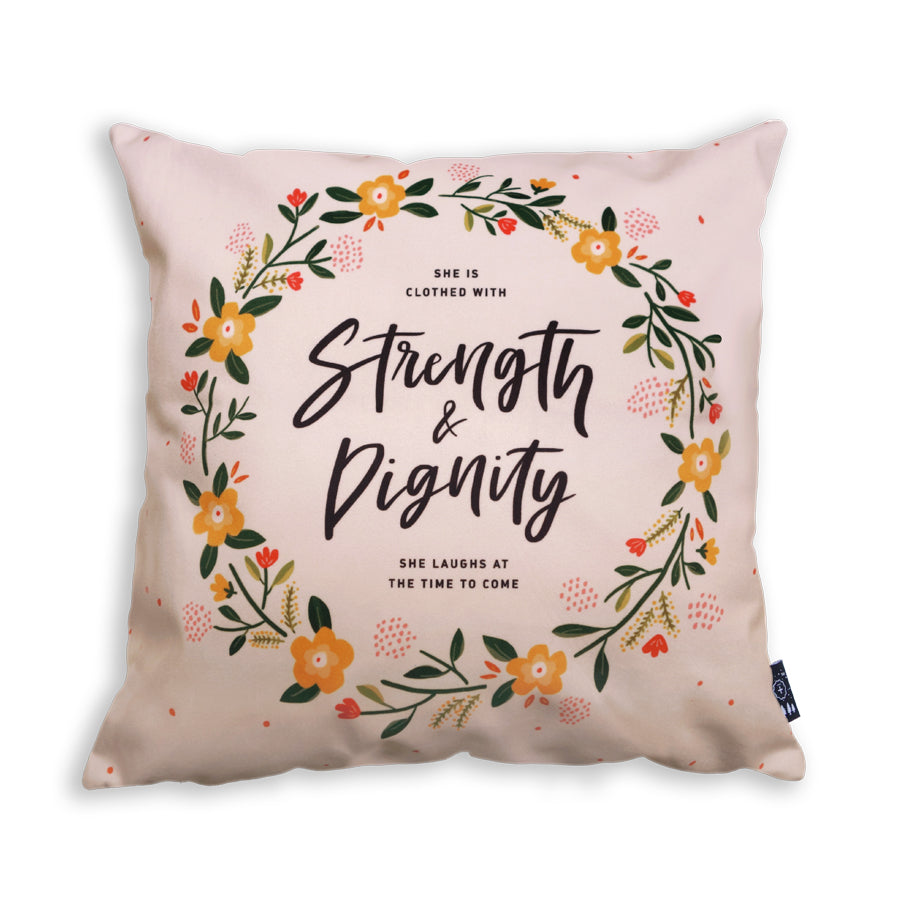 She is Clothed with Strength and Dignity {Cushion Cover} - Cushion Covers by The Commandment Co, The Commandment Co , Singapore Christian gifts shop