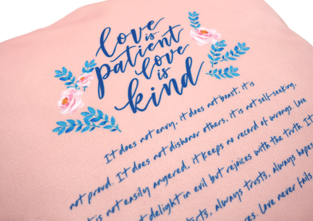 Love Is Patient Love Is Kind {Cushion Cover} - Cushion Covers by The Commandment Co, The Commandment Co , Singapore Christian gifts shop