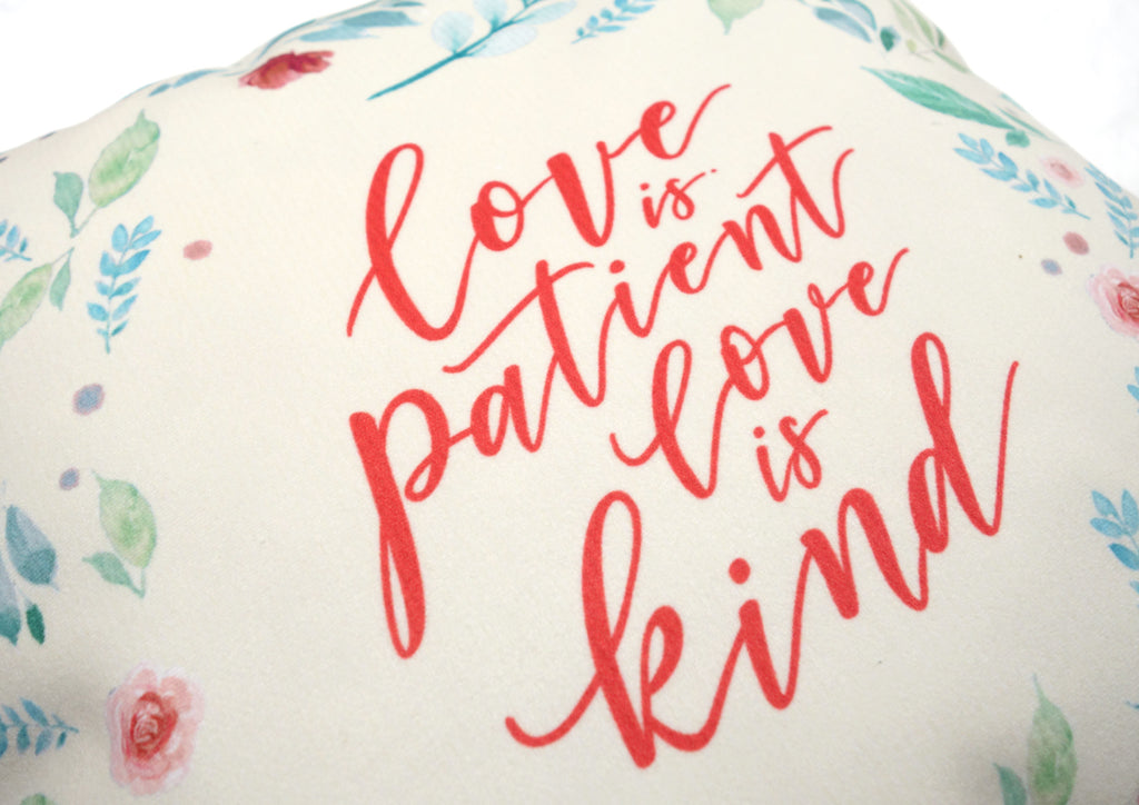 Love Is Patient Love Is Kind {Cushion Cover} - Cushion Covers by The Commandment Co, The Commandment Co , Singapore Christian gifts shop
