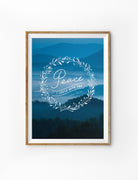 Poster featuring beautiful typography bible verses with spruce designs. ‘Peace I leave with you’. 200GSM paper, available in A3,A4 size.