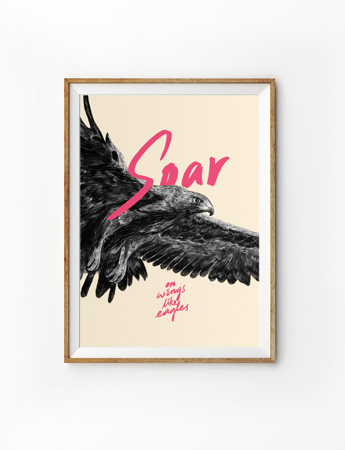  Posters featuring beautiful typography bible verses with eagle designs. ‘Soar’. 200GSM paper, available in A3,A4 size.