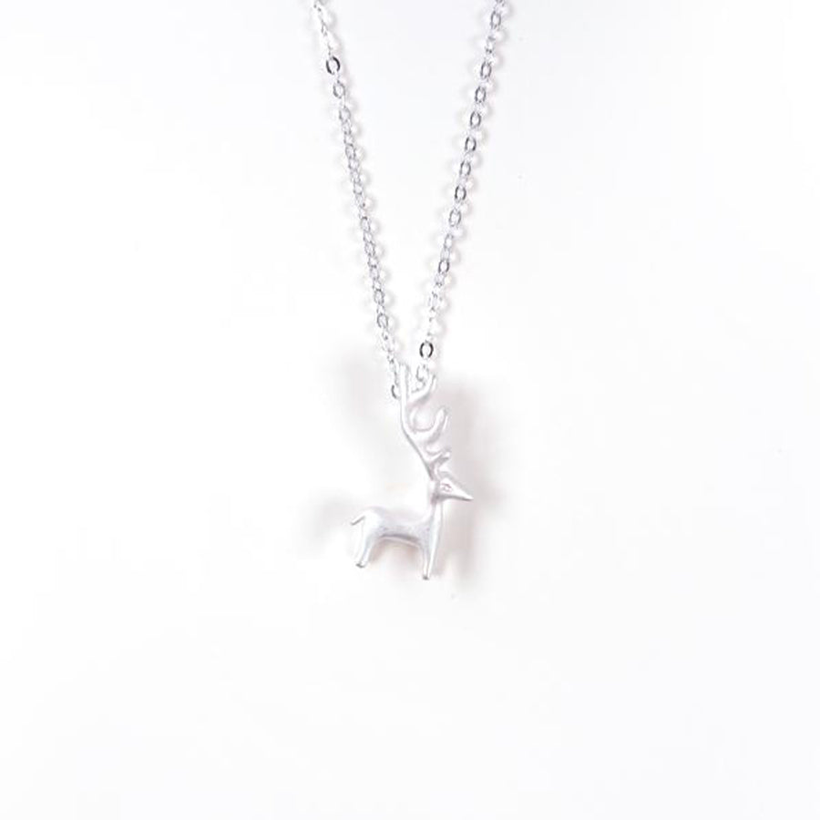 Stainless steel deer pendant coated with silver.
