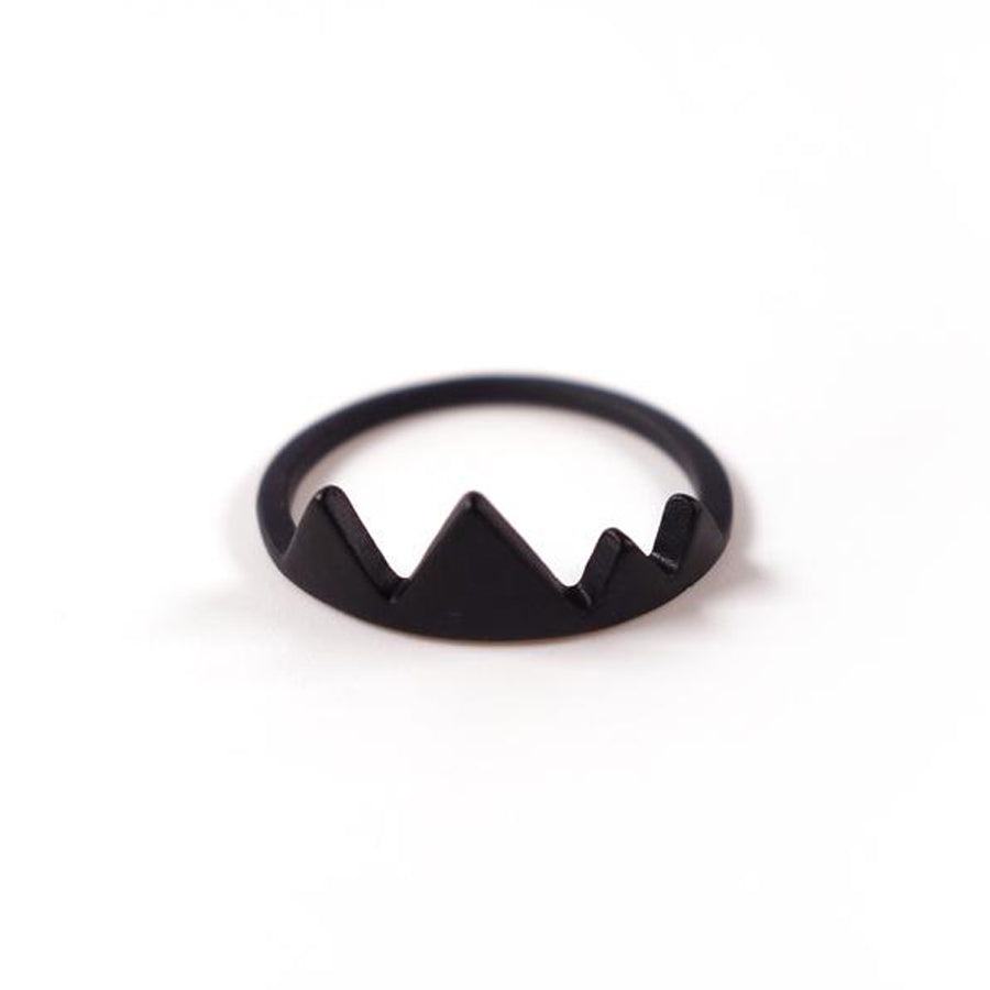 Black plated alloy mountains ring | novelty ring