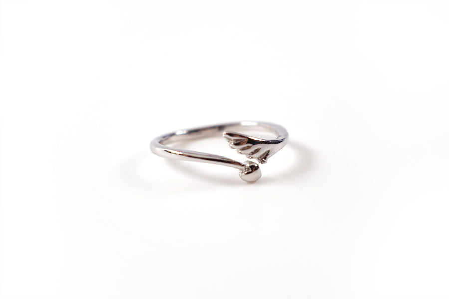 silver plated adjustable wing. simple novelty ring with meaning. Beautiful Christian gifts for girls. Take refuge under the Lord's wings.