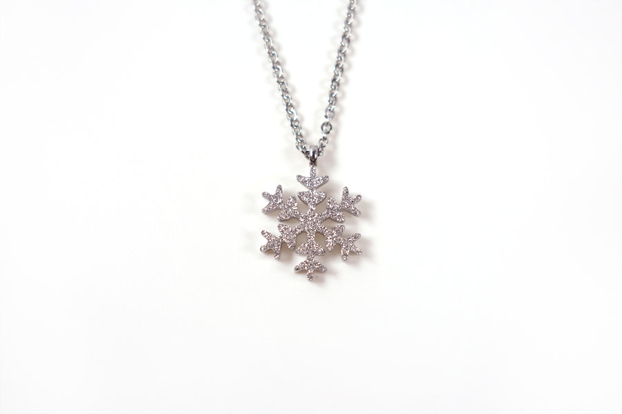 Beautiful white snowflake necklace gift.