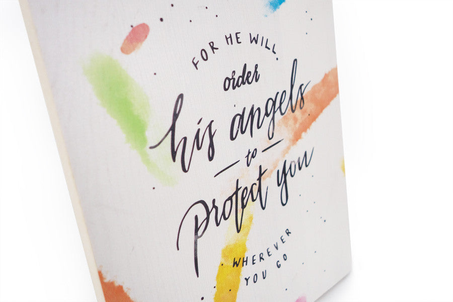 Angels Protect - White {Wood Board} - Wood Board by Timber+Shepherd, The Commandment Co , Singapore Christian gifts shop