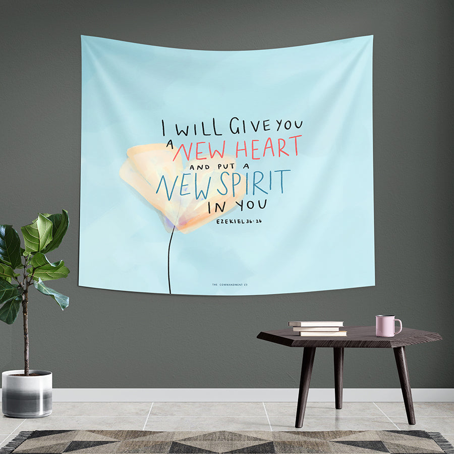 New Heart New Spirit {Wall Tapestry} - Wall Tapestry by The Commandment Co, The Commandment Co , Singapore Christian gifts shop