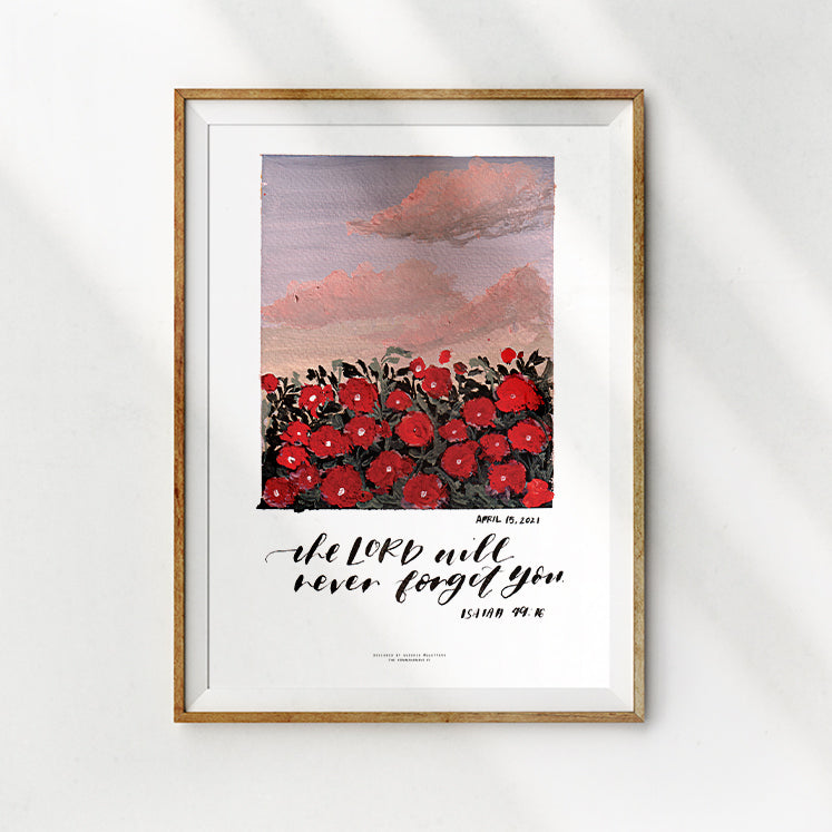 The LORD Will Never Forget You {Poster} - Posters by QLetters, The Commandment Co , Singapore Christian gifts shop
