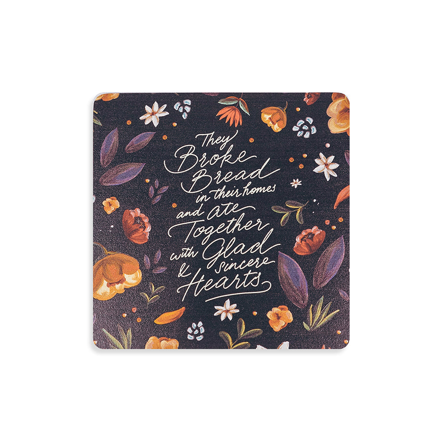 Eat Together With Glad And Sincere Hearts {Coasters} - coasters by The Commandment Co, The Commandment Co , Singapore Christian gifts shop
