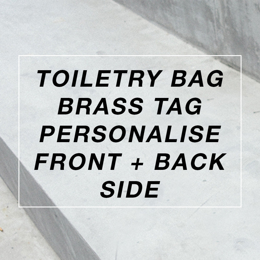 Toiletry Bag Brass Tag Personalise Front and Back Side - by The Commandment Co, The Commandment Co , Singapore Christian gifts shop