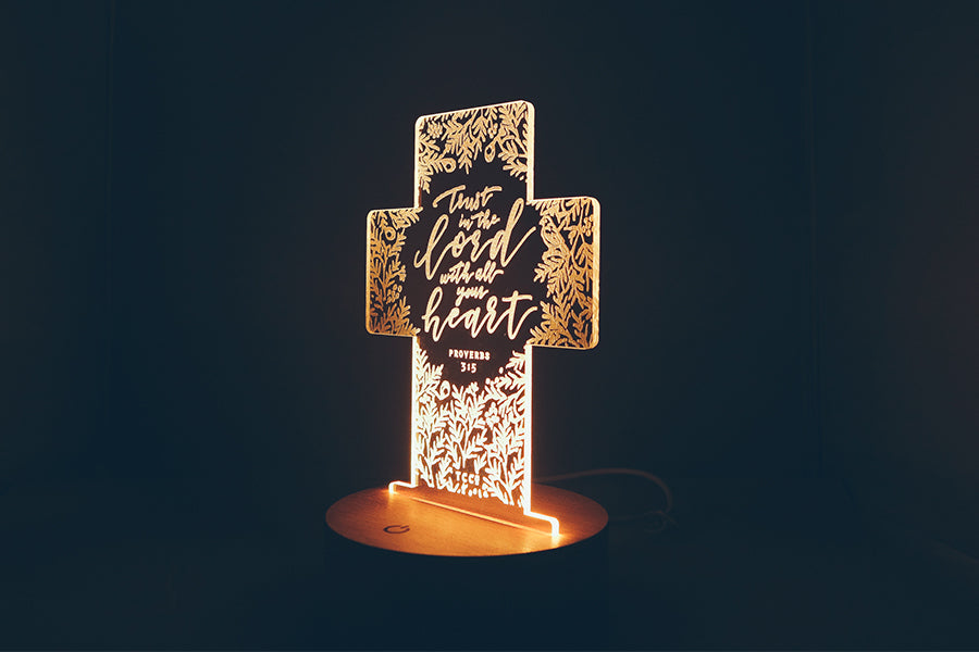 Trust in the Lord Christian LED night light detail