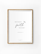 christian wall art poster that says "for we walk by faith not by sight" by Chloe @littlemosesprint