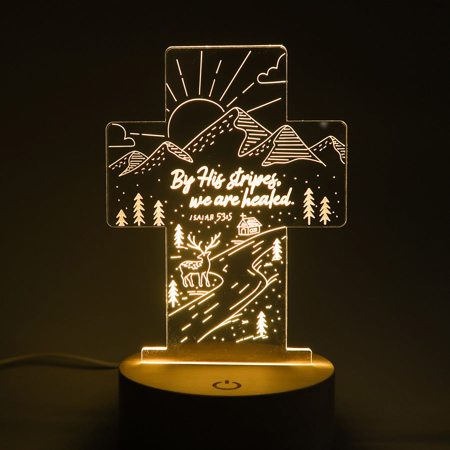We Are Healed Christian night light inspired by Isaiah 53:5.