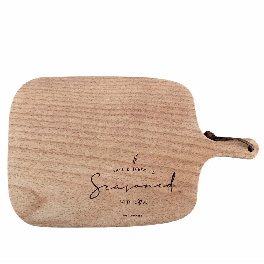 This Kitchen Is Seasoned With Love | Wooden Serving Board - cutting board by Thycupbearer, The Commandment Co , Singapore Christian gifts shop