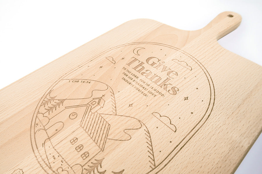 Give Thanks {Wooden Cutting Board} - cutting board by The Commandment Co, The Commandment Co , Singapore Christian gifts shop
